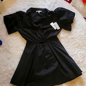 Women dress, black midi dress.